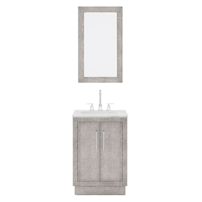 Hugo Carrara Marble Countertop Vanity with Mirror and Gooseneck Faucet