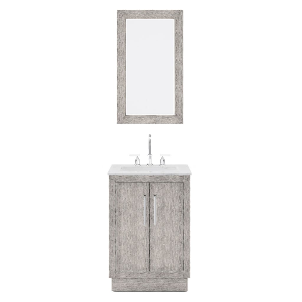 Hugo Carrara Marble Countertop Vanity with Mirror and Gooseneck Faucet