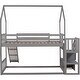 preview thumbnail 10 of 8, Twin over Twin House Bunk Bed with Convertible Slide,Storage Staircase,Gray