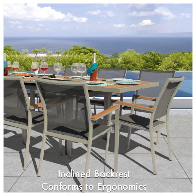 Catania Grey Seagull 11-Piece Aluminum Outdoor Dining Set with Sling Set in Pewter - N/A