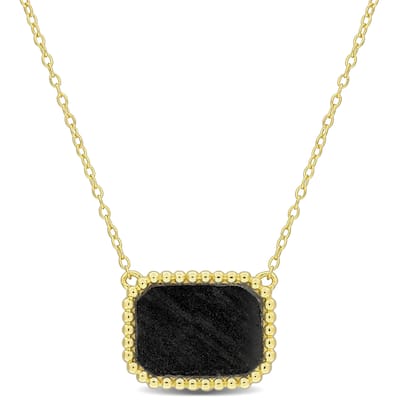 Miadora 5ct TGW Octagon Shape Hematite Necklace Beaded Halo Yellow Silver
