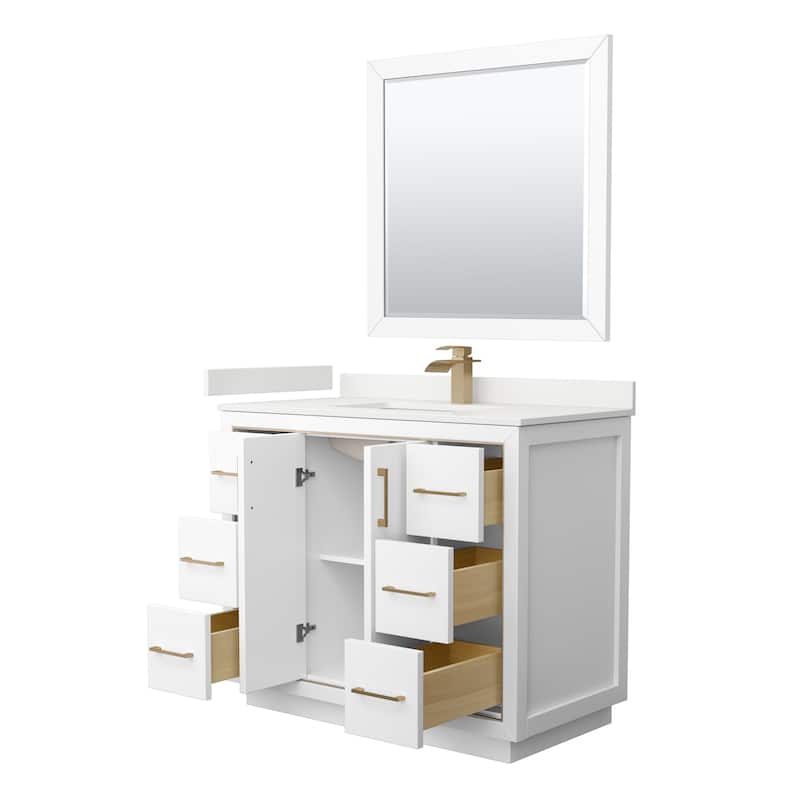 Icon 42-inch Single Vanity, Quartz Top, 34-inch Mirror
