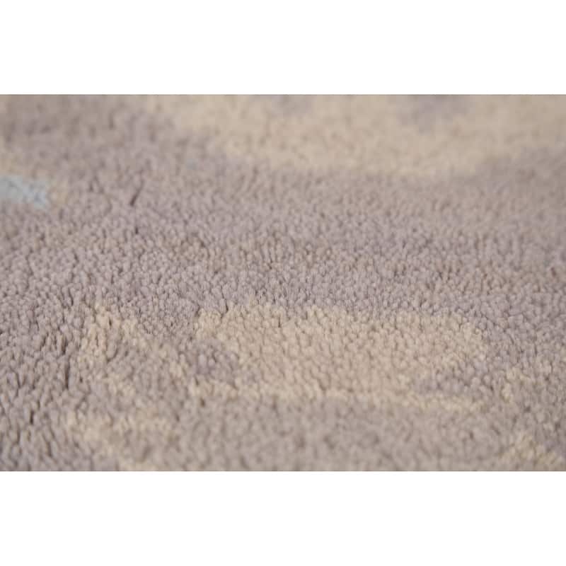 Gray & Ivory Oushak Indian Area Rug Hand-Knotted Wool Carpet - 8'0"x 9'8"