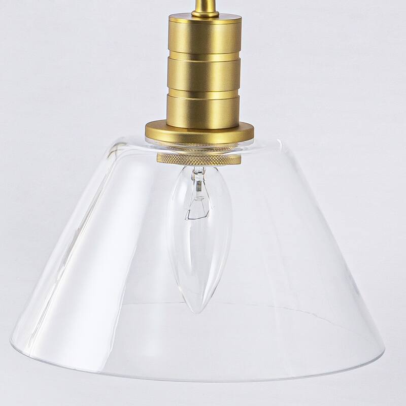 3-Light Modern Brass Bathroom Vanity Light with Clear Glass Shades - Gold Finish Wall Sconce for Bathroom Mirror - 3 Light