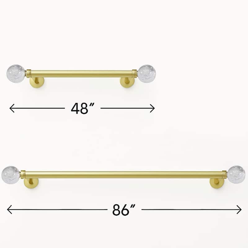 Clear Ball Bubbles Gold Modern Curtain Rod For Windows (48" - 86") - 48" - 86" inches