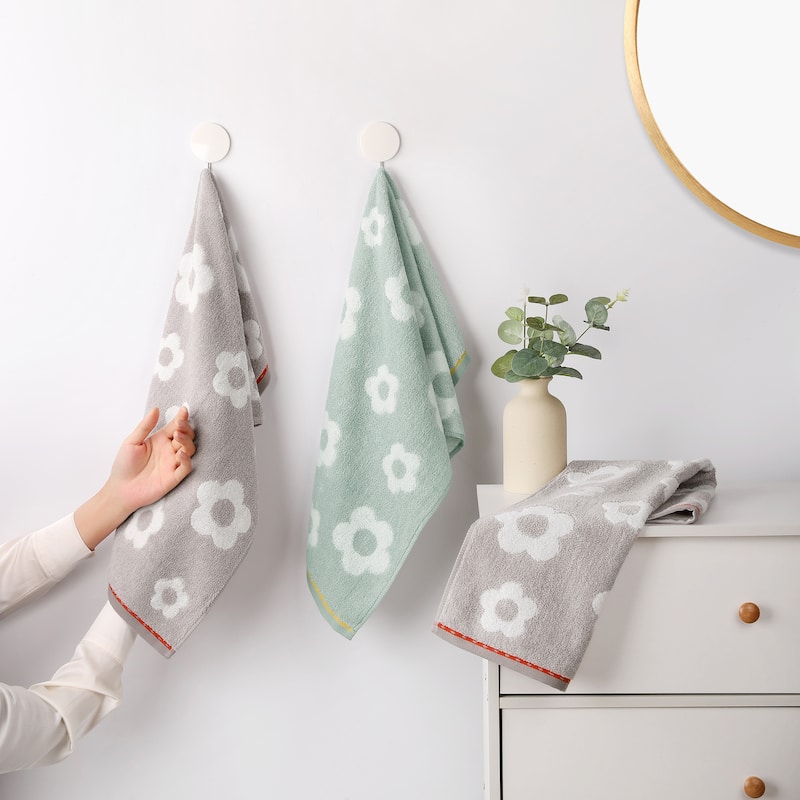 Cute Floral Hand Towels Flower Pattern Cotton Hand Towel Soft Absorbent Decorative Towel for Bathroom Spa Gym - Pink - 4 Pack