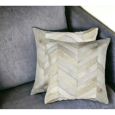 Set of Two Natural Cowhide Throw Pillow