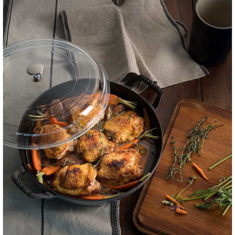 STAUB Cast Iron 3.5-qt Braiser with Glass Lid