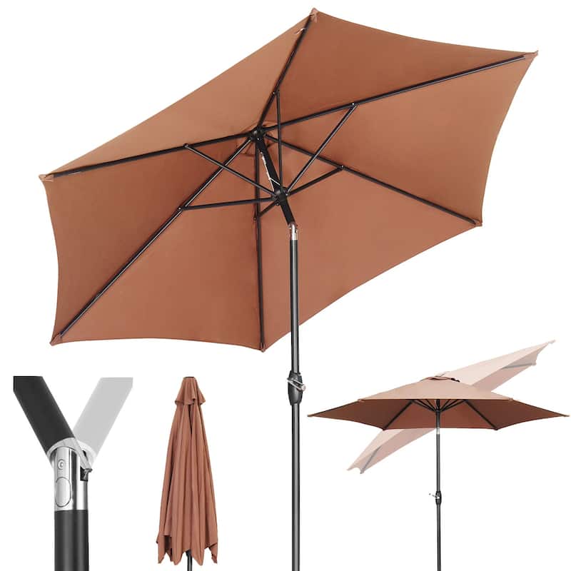 Autlaycil 9ft Patio umbrella Outdoor umbrella With Push-Button Tilt & Crank for Pool, Garden
