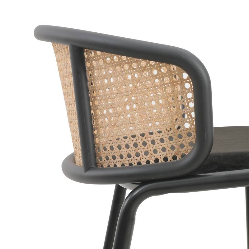 LeisureMod Ervilla Bar Stool with Black Powder Coated Steel Frame - 37"
