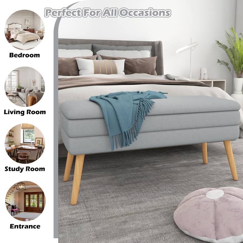 Modern Linen Storage Bench Upholstered Ottoman