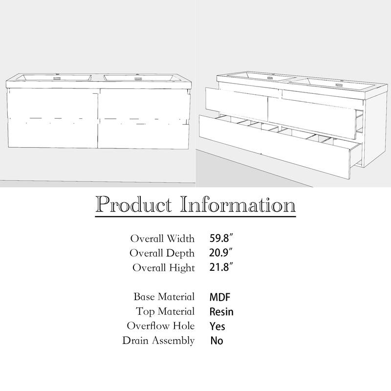 Floating Bathroom Vanity with two Resin Top
