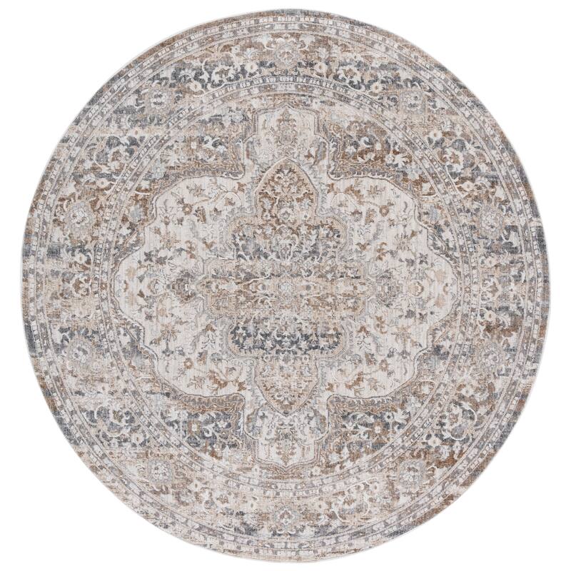 SAFAVIEH Finley Stoyanka Floral Rug - Beige/Grey - 6'7" Round