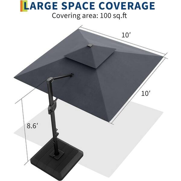 10 patio umbrella with led lights under 100 Cantilever Solar creating a cozy nighttime atmosphere with no extra charging required 10 Ft. Solar Power Lighted