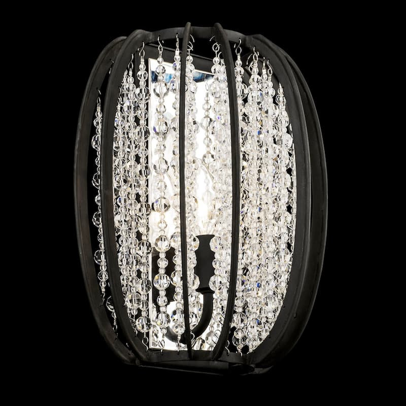 Caesar 1-Light Flush Black Crystal Wall Sconce