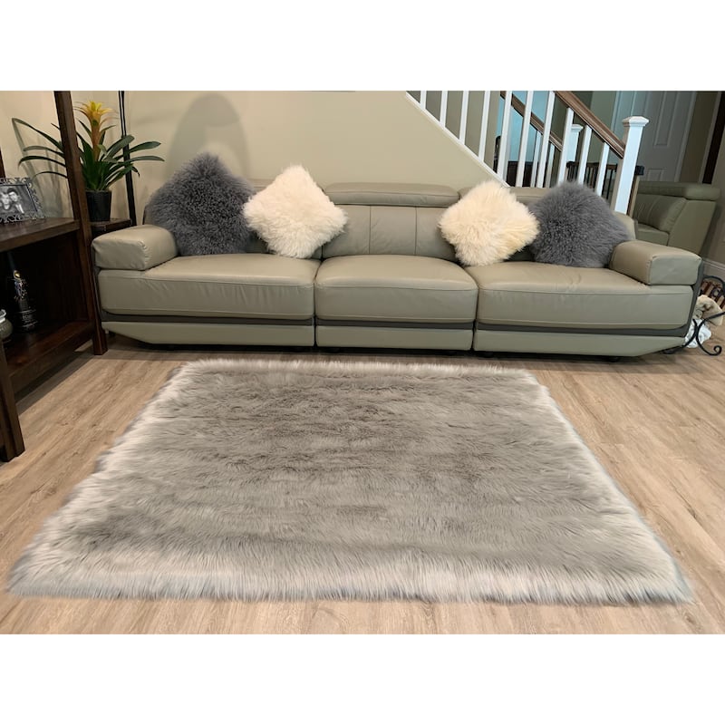 Ovella Home Premium Faux Sheepskin Shag Square Area Rug