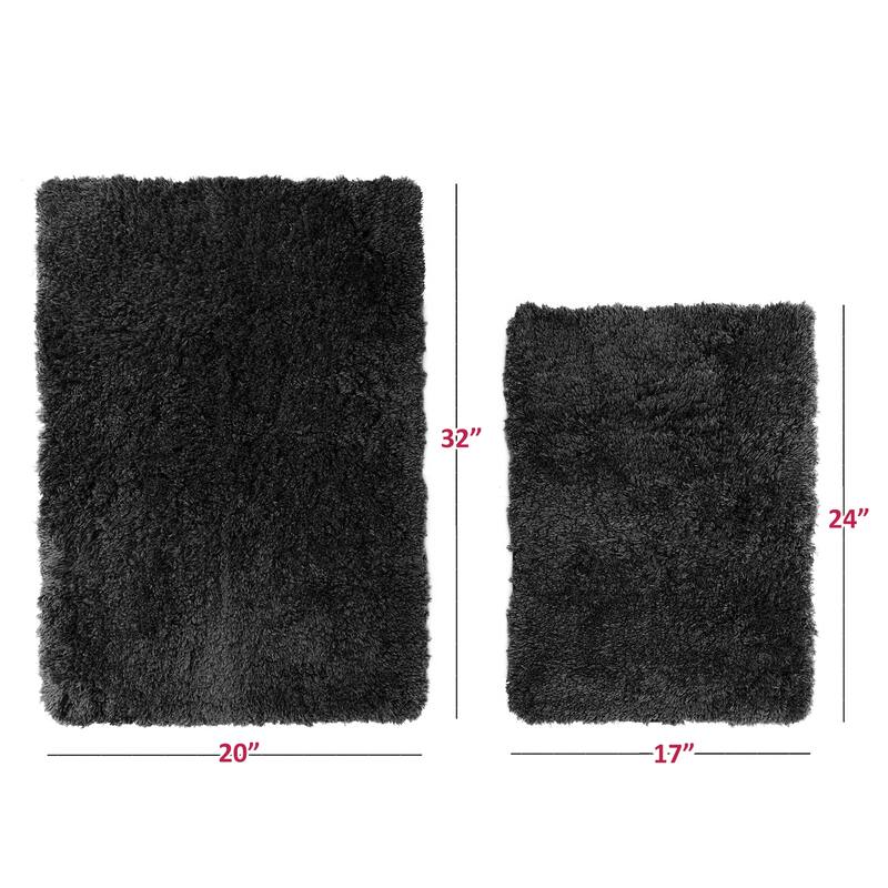 Porch & Den Lorena Shaggy/ Non-slip Rubber Backed Bath Rug Set