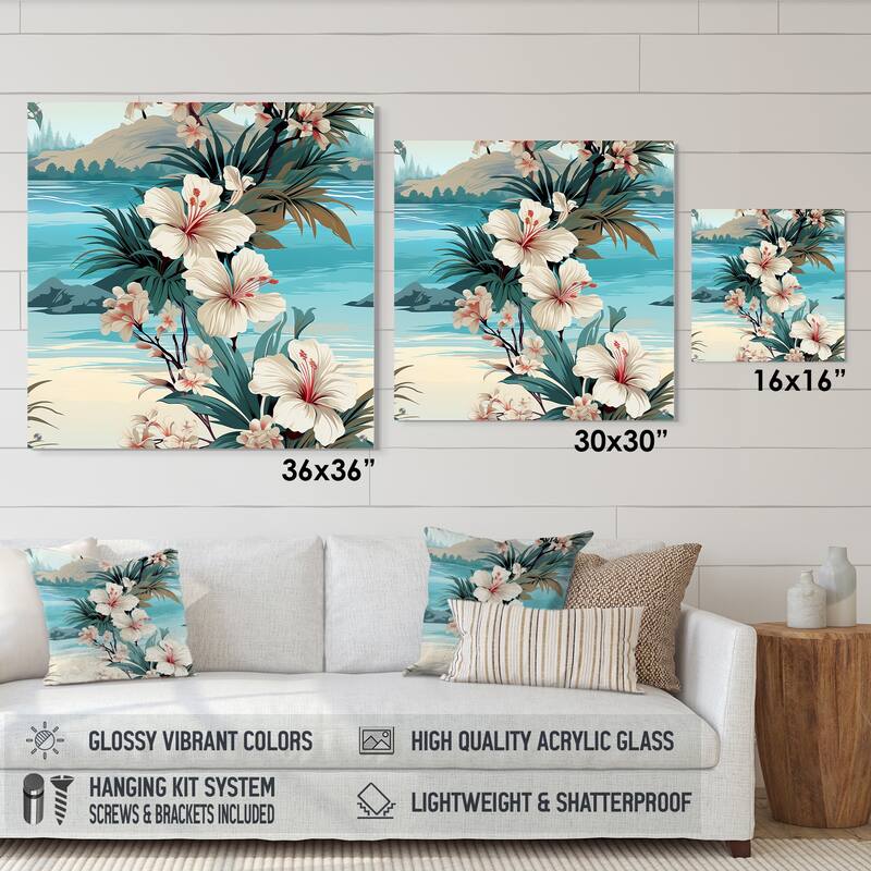 Designart "Seaside Reflections Tropical Pattern" Coastal Gloss Wall Decor - Coastal Acrylic Wall Art For Dinning Room