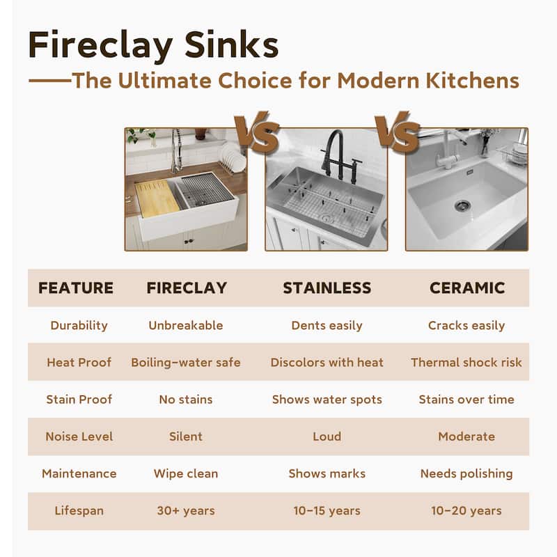 33 in. Farmhouse Double Bowl White Fireclay Workstation Kitchen Sink Complete Set - Drying Rack & Cutting Board Included