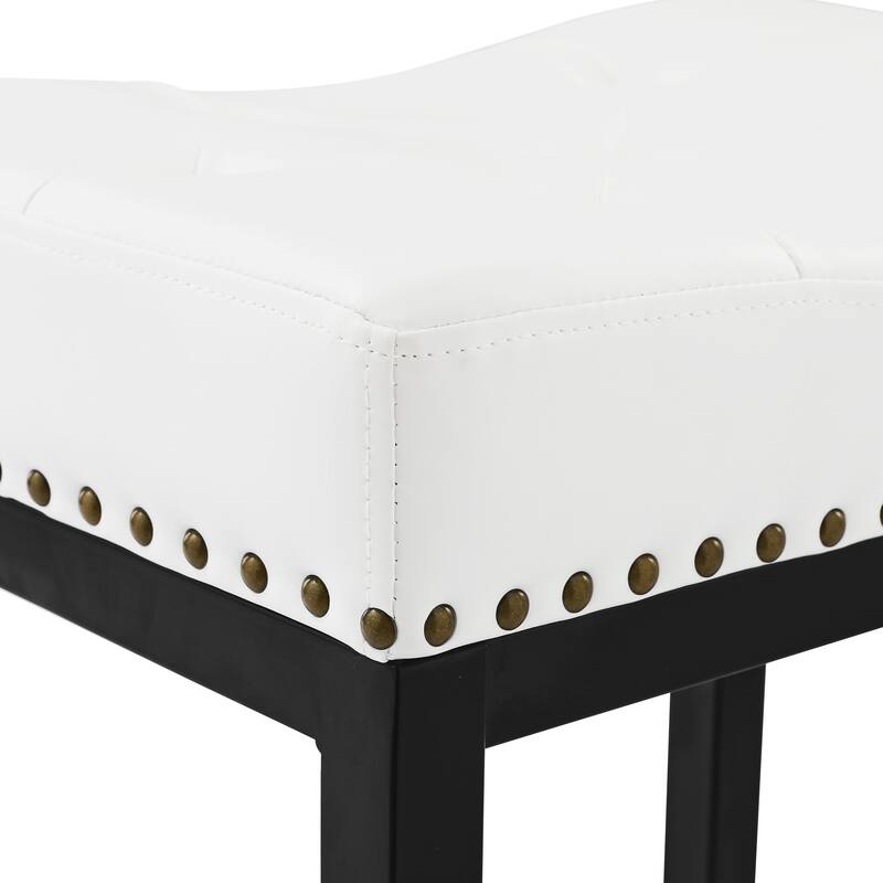 Backless Cushioned Faux Leather Bar Stools Counter Height Stools with Metal Frame - 24" H