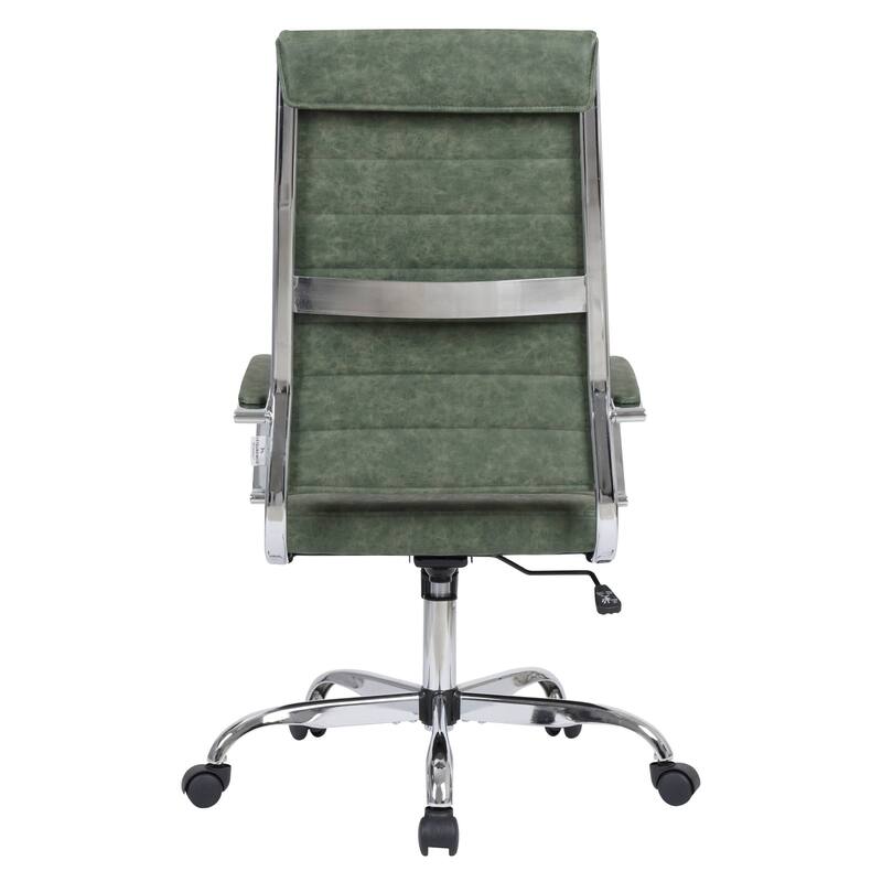 Benmar Leather Executive Office Chair with Chrome Frame, Adjustable Height, Tilt Lock, 360° Swivel, and Smooth Rolling Casters