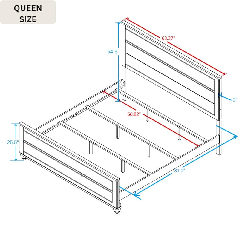 Roundhill Furniture Imerland Contemporary White Wash Finish 5-Piece Bedroom Set, Queen