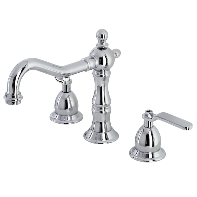 Whitaker Deck Mount Widespread Bathroom Faucet with Brass Pop-Up