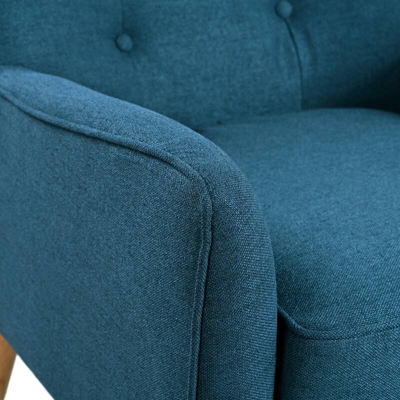 ufted Fabric Accent Chair with Solid Wood Legs