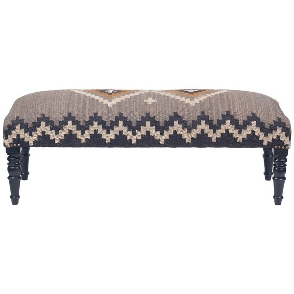 Handmade Kilim Upholstered Wooden Bench (India) - 48" W x 16" L x 18" H. Opens flyout.
