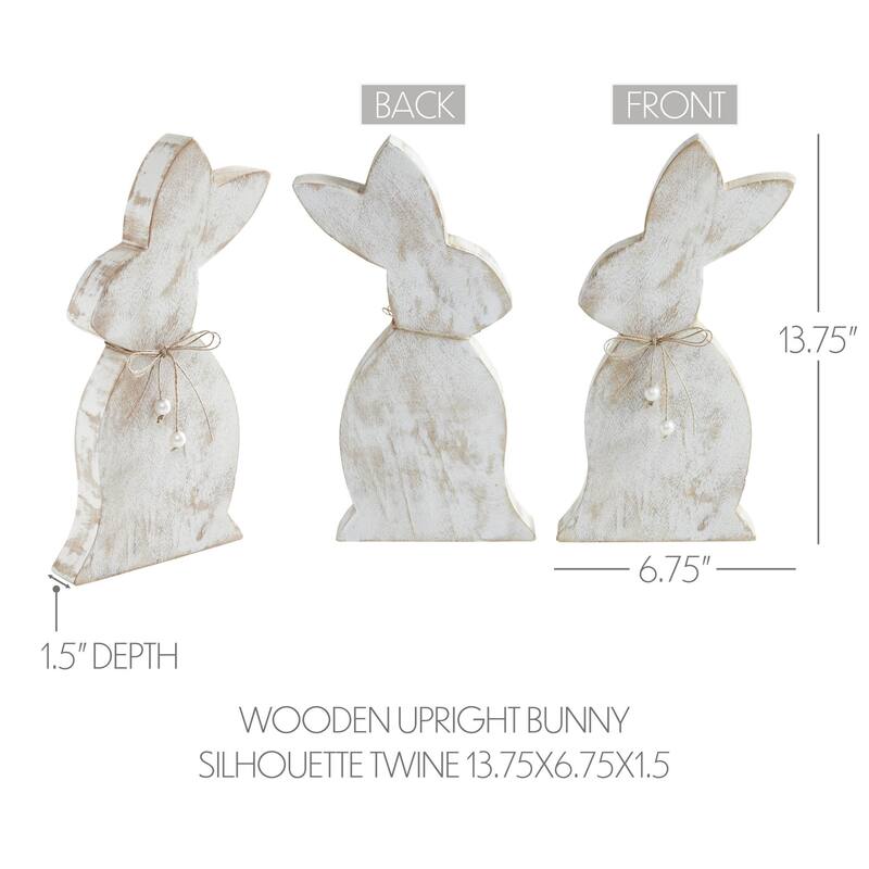 Spring In Bloom Wooden Upright Bunny Silhouette w/ Twine 13.75x6.75x1.5