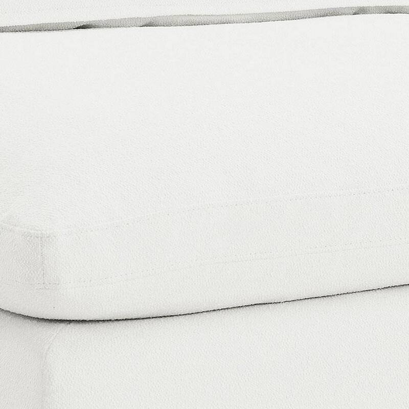 Allias Modular Armless Chair, White Boucle Fabric, Plush Foam Cushions