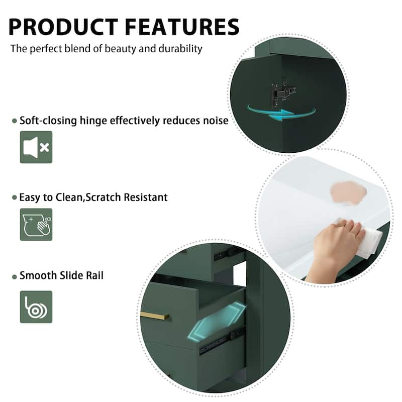 GDFStudio - Rines Modern Freestanding Bathroom Vanity with 3 Drawers & Soft Closing Doors - 36"W