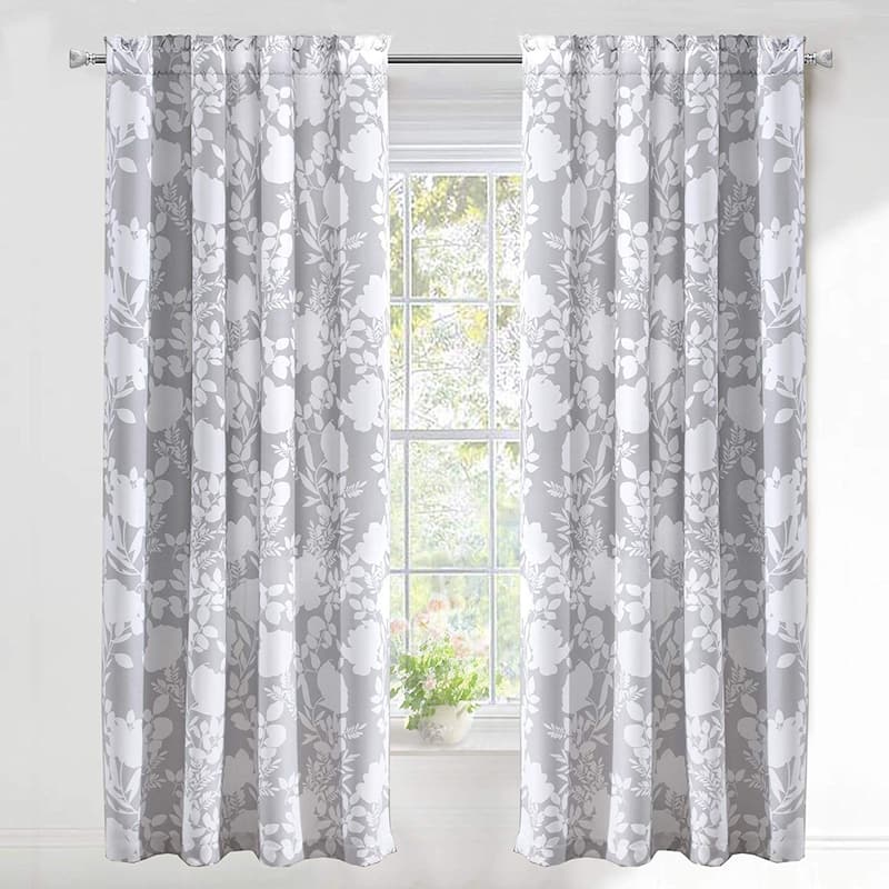 Porch & Den Nolana Floral Pattern Room Darkening French Door Curtain Panel