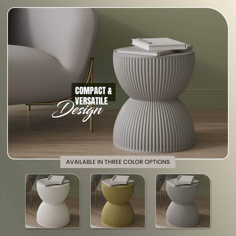 15" Wide Side Table in Painted Fiberstone with Hourglass Design Spire Collection