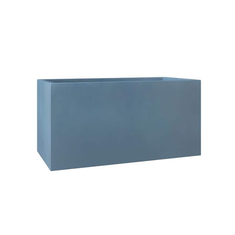 Bloom Rectangular Planter in Fiberstone Weather-Resistant Resistant for Indoor and Outdoor Patio Planter Pot with Drainage - Small - Aged Concrete