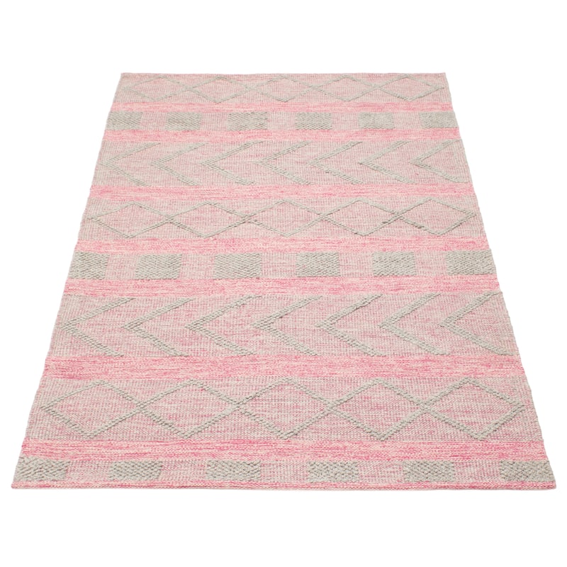 ECARPETGALLERY Braid weave Sienna Pink Wool Rug - 4'10 x 8'2