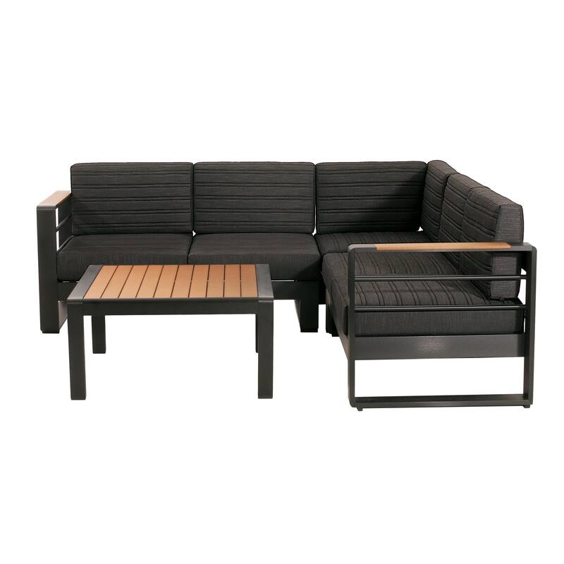 Sornsa Outdoor Aluminum Frame 4 Seater Sectional Sofa Set by Christopher Knight Home