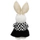 preview thumbnail 6 of 4, Girl Easter Rabbit Figurine in Checkered Dress -10"