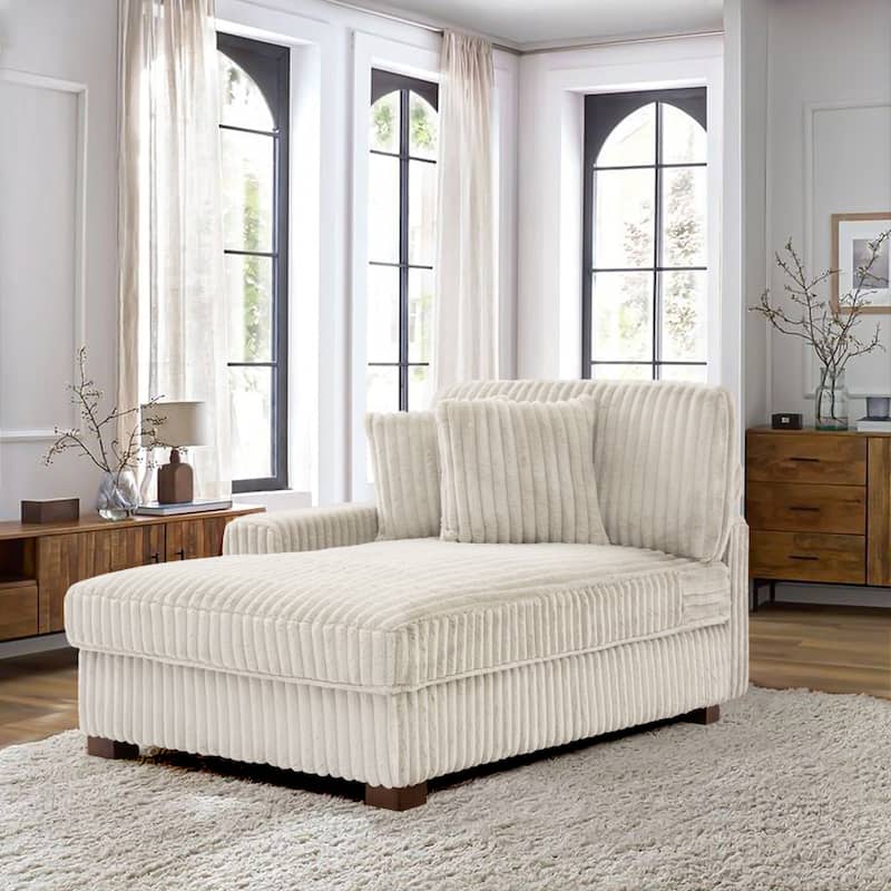 Plush Corduroy Chaise Armchair Modular Lounge Sectional Corner Sofa