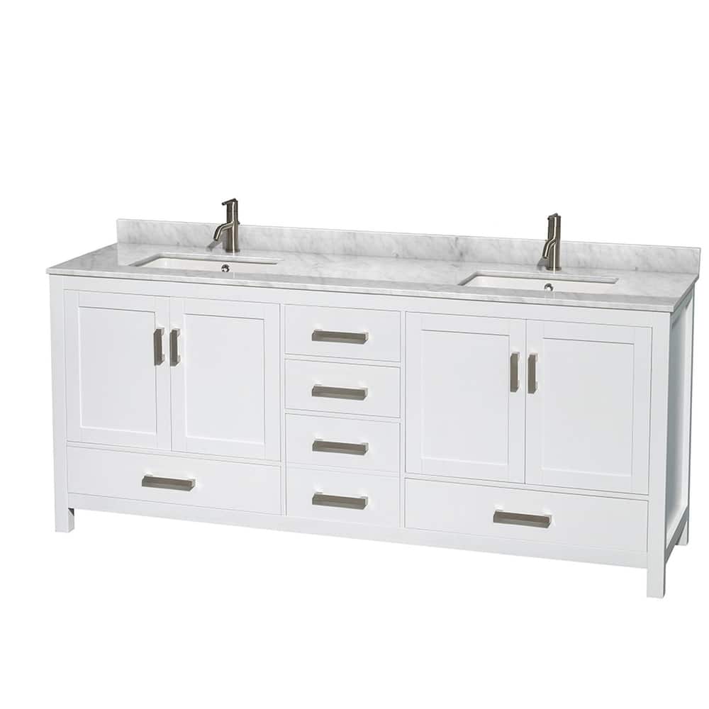 Wyndham Collection Sheffield 80" Freestanding Vanity Set with Hardwood