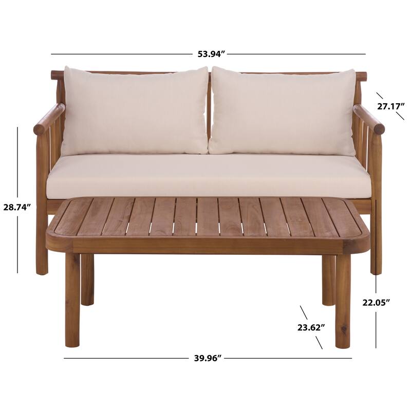SAFAVIEH Outdoor Living Cardori Bench and Table - 54"W x 27"D x 29"H
