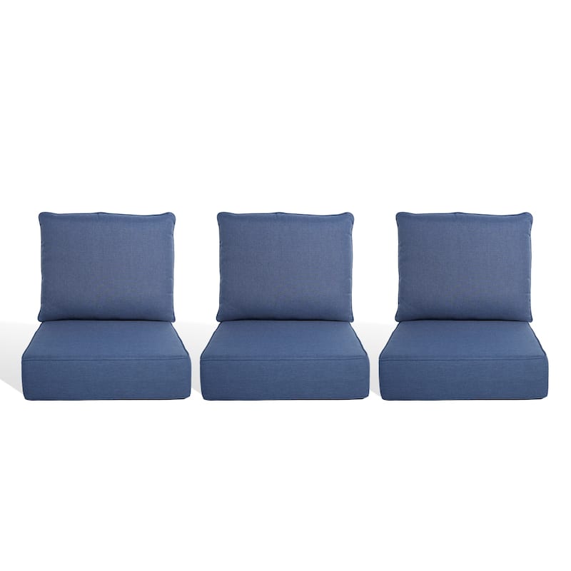 Pocassy 22"x24"x6" Inch Thick Cushions Pillows Indoor Outdoor Cushion 3 Set - Blue Cushion
