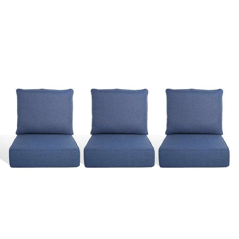 Pocassy 22"x24"x6" Thick Cushions Pillows Indoor & Outdoor Cushion - 3 Set Seat & Back Cushion - Blue Cushion