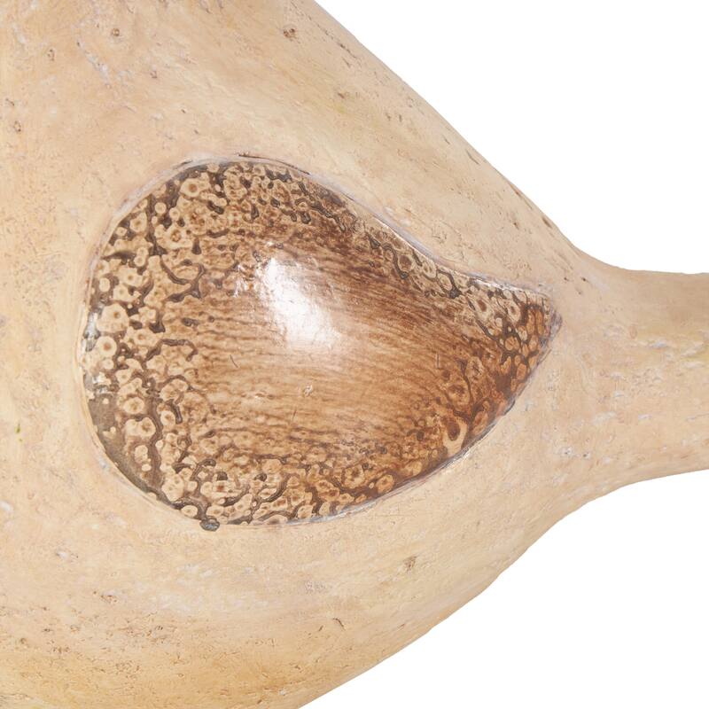 Cream Magnesium Oxide Sitting Bird Decorative Garden Sculpture with Brown Accents