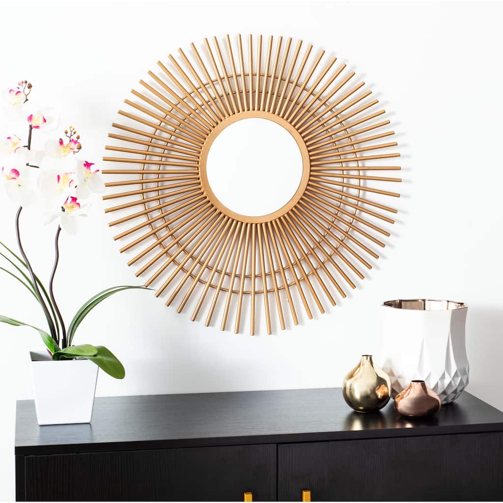 SAFAVIEH Ieshia 24-inch Gold Sunburst Round Mirror - 24" W x 1.5" L x 24" H - 24Wx2Dx24H