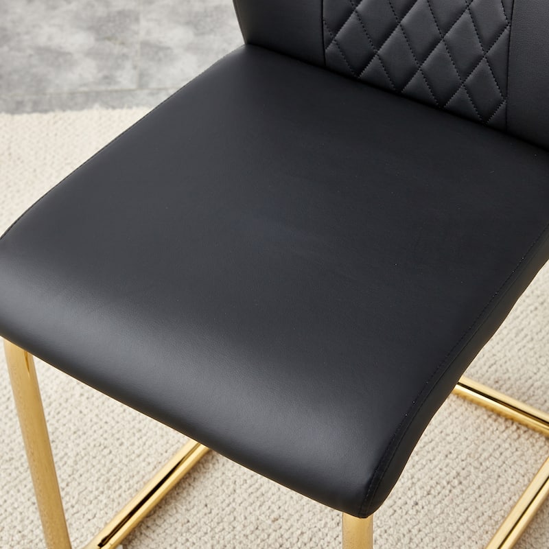 Roomfitters Faux Leather Dining Chairs with Gold Legs, Padded Seat Set of 6 for Kitchen, Bedroom or Living Room