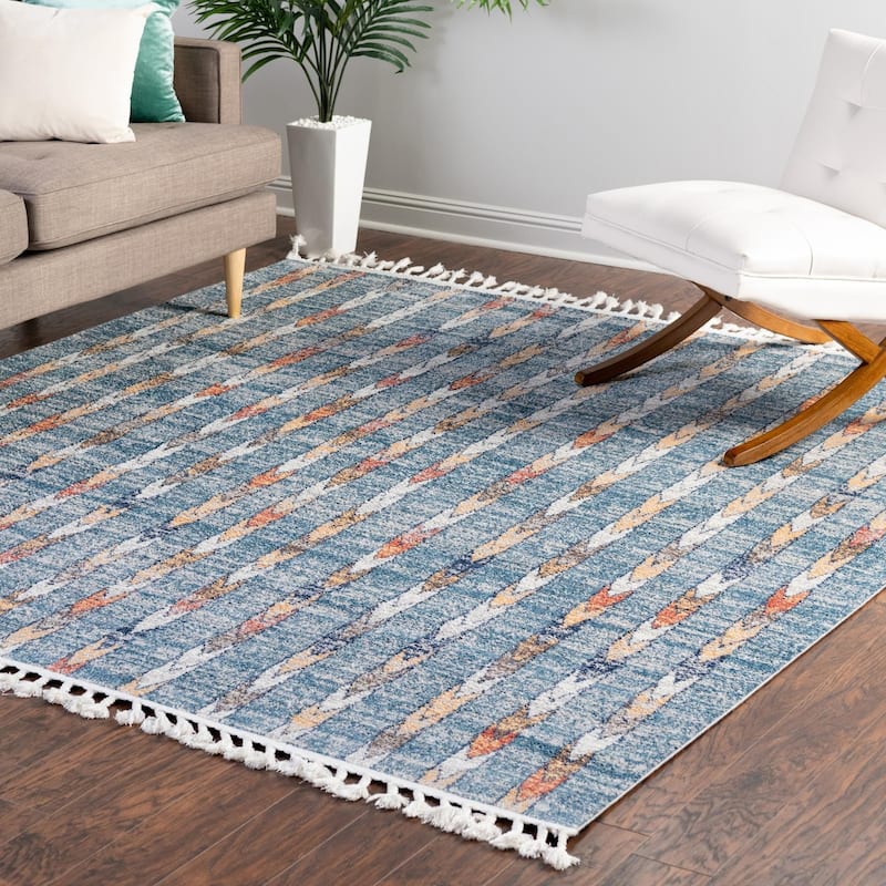 Contemporary Ariella Collection Area Rug - 7'10" Square - Blue