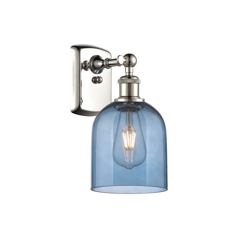 Innovations Lighting 516-1W-11-6 Bella Sconce Bella 11" Tall Wall - Polished Nickel / Princess Blue