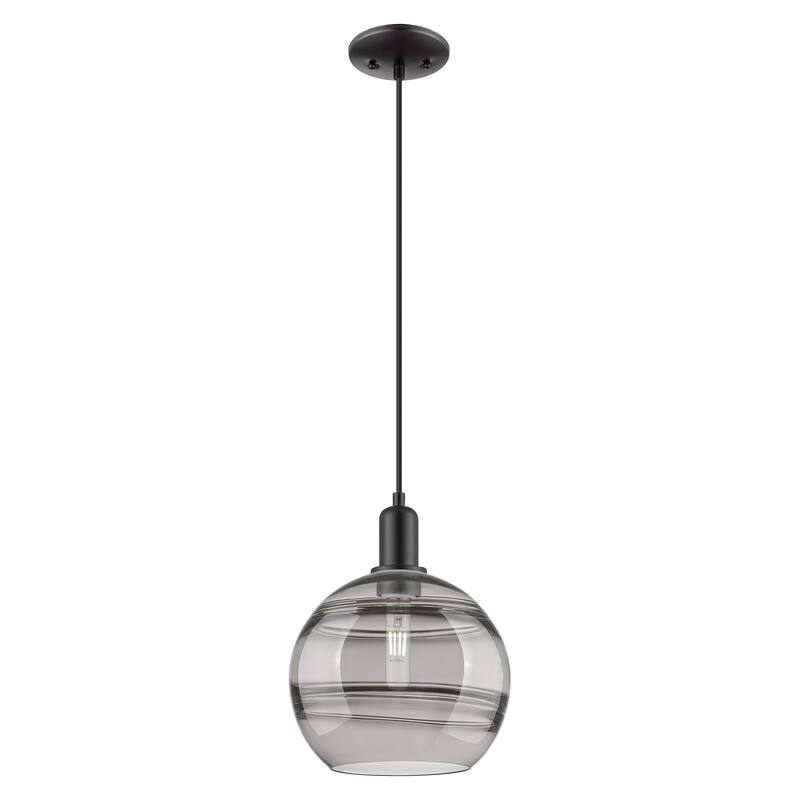 Innovations Lighting Endless Possibilities Arcadia - Rochester - 1 Light 10" Cord Hung Mini Pendant - Matte Black/Light Smoke