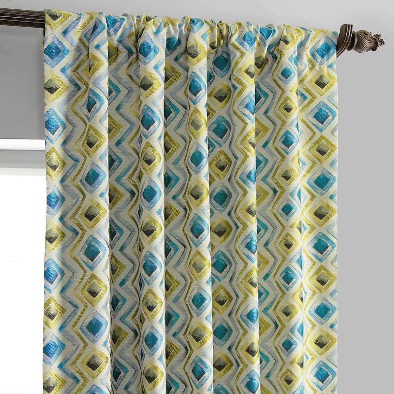 Exclusive Fabrics Jacquard Faux Silk Curtains - 1 Panel Room Darkening Curtain